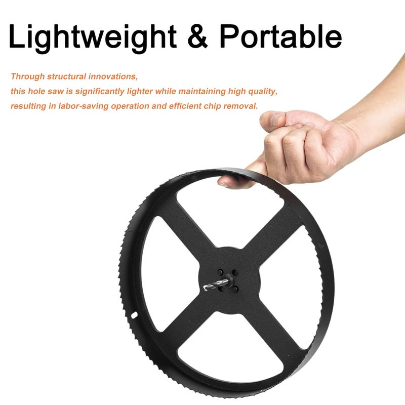 VIKITON 10 Inch Hole Saw with Arbor for Wood Metal Plastic, 10 in Bimetal Hole Cutter, Fast Chip Removal, Smooth Flat Drilling Edge, Lightweight & Portable (Black) - Image 2